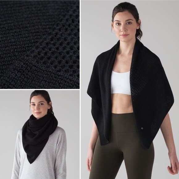 NWOT Lululemon Padma Scarf black merino wool shawl wrap shrug - Picture 4 of 8